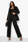 Black Relaxed Paperbag Waist Wide Leg Trousers