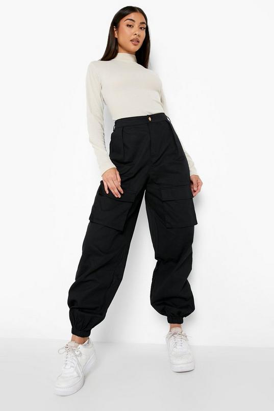 Buy H&M Women Black High Waisted Joggers - Trousers for Women 14929104