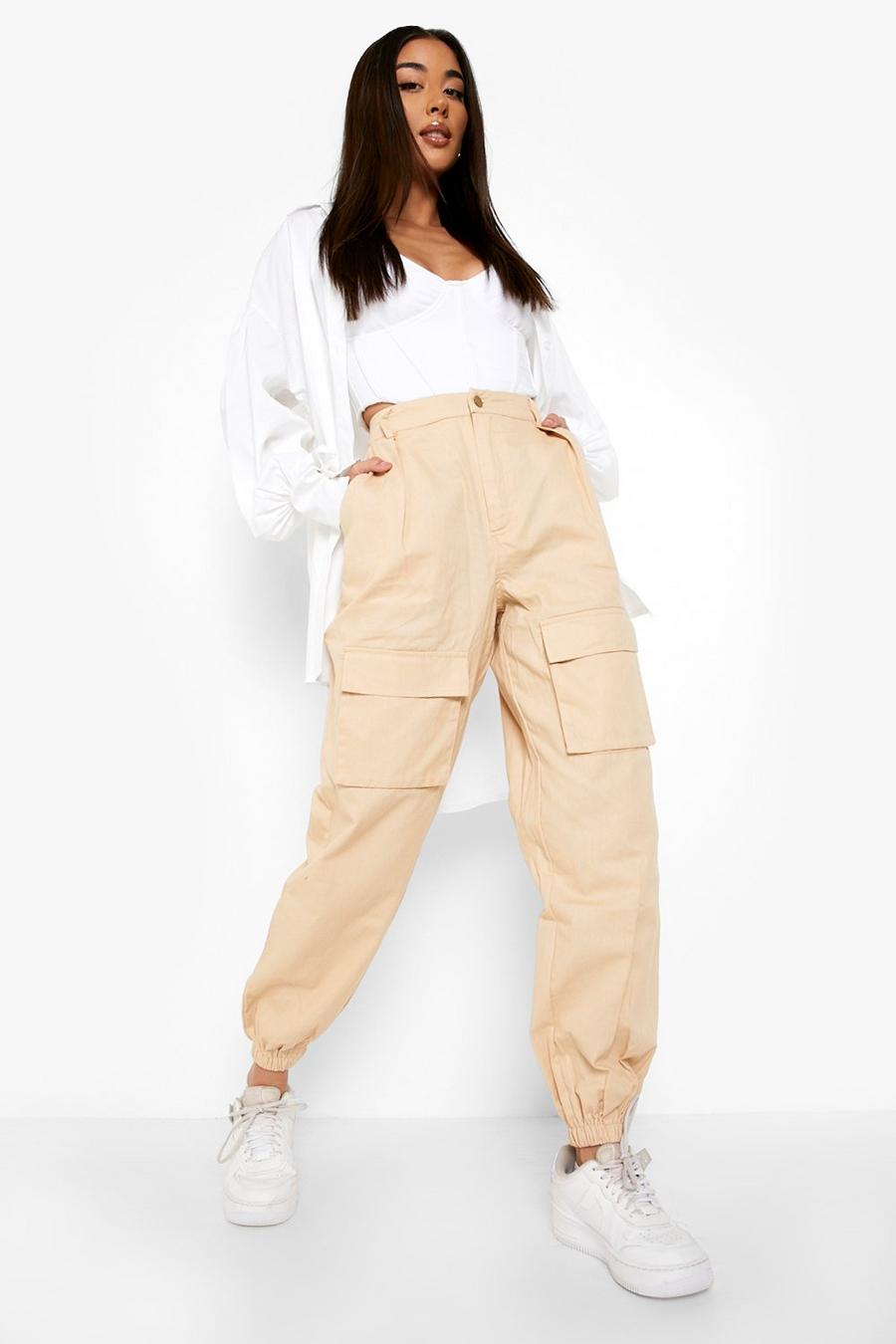 Stone High Waisted Cargo Cuffed Jogger image number 1