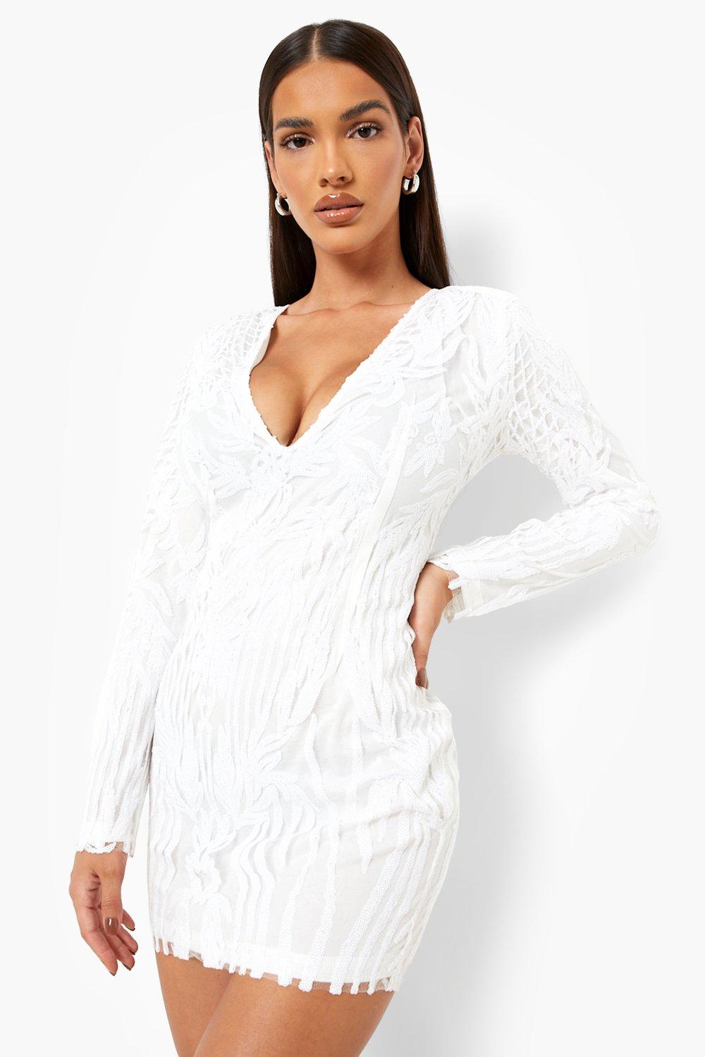 Boohoo white party on sale dresses