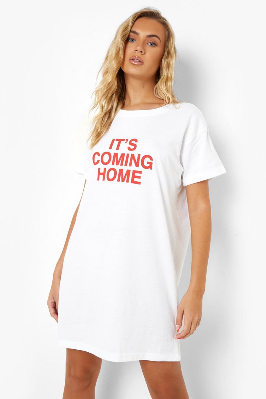 Abito t-shirt con scritta It’s Coming Home, Bianco image number 1