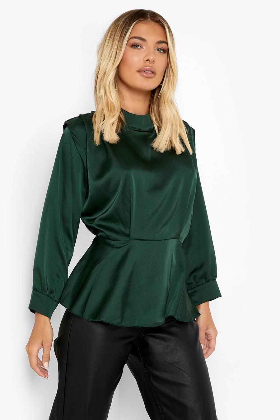 Blusa con volante y detalle en los hombros, Emerald image number 1