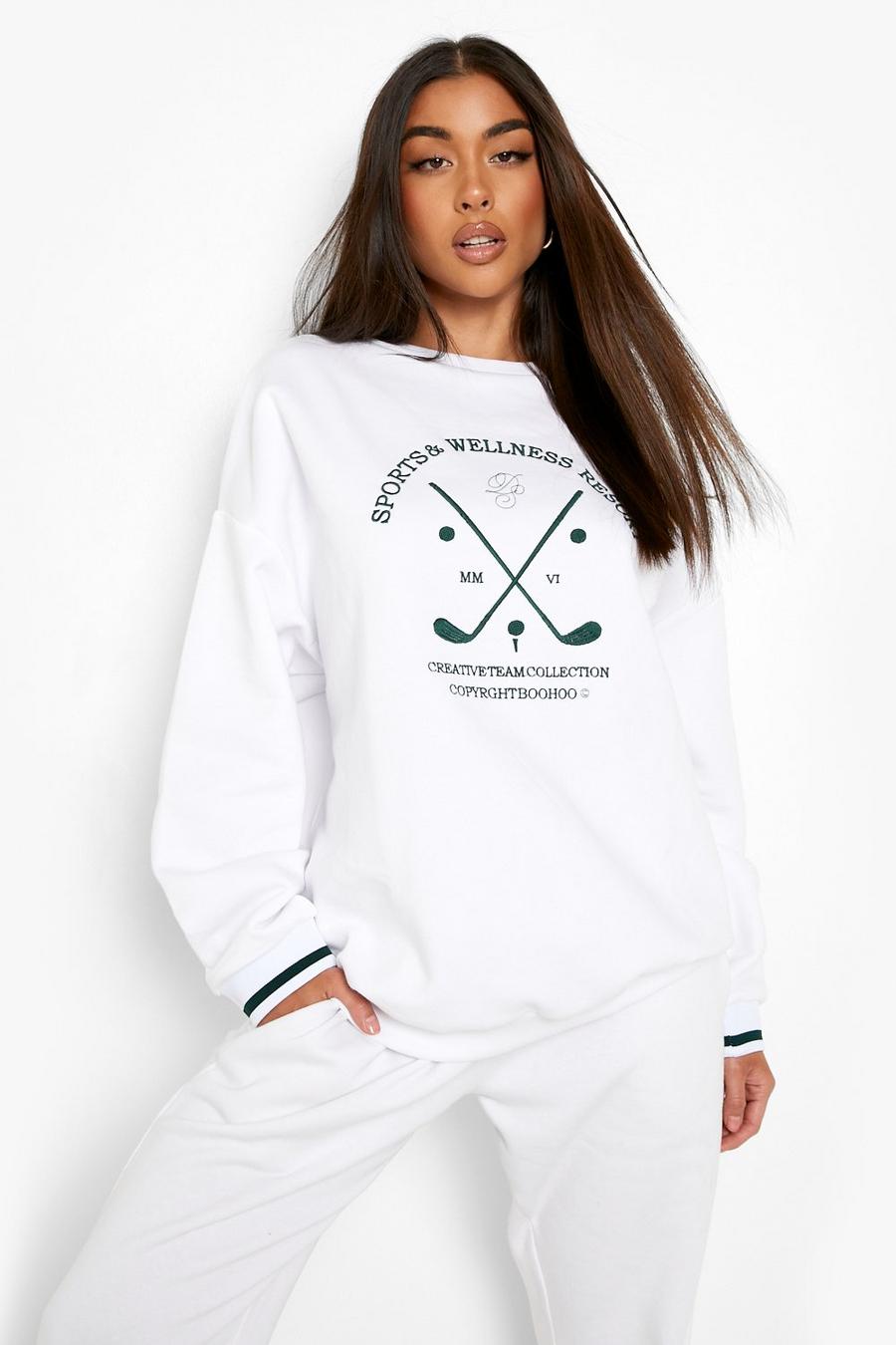 Sweat style golfeur à broderie "Welness Club", White image number 1