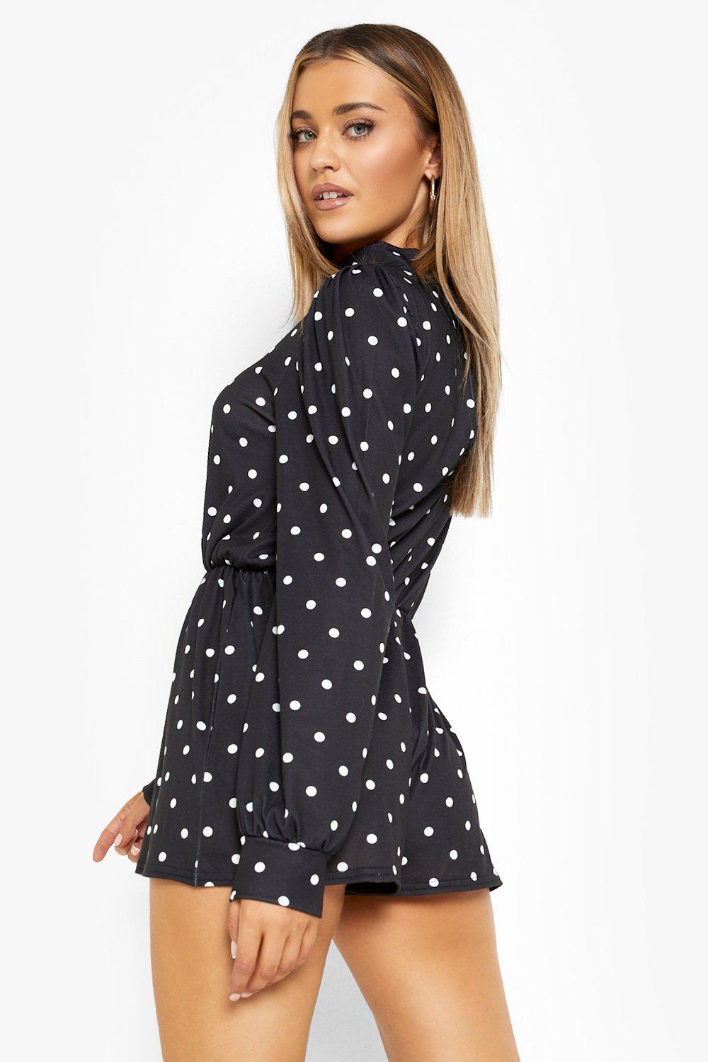 Boohoo polka dot playsuit online