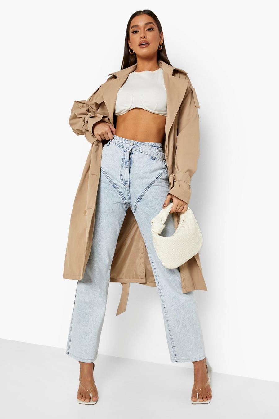 Light blue Tessa Brooks Wrap Front Panelled Slouch Jeans image number 1