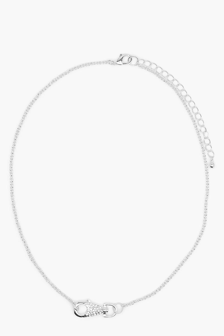 Silver Diamante Clip Single Necklace image number 1