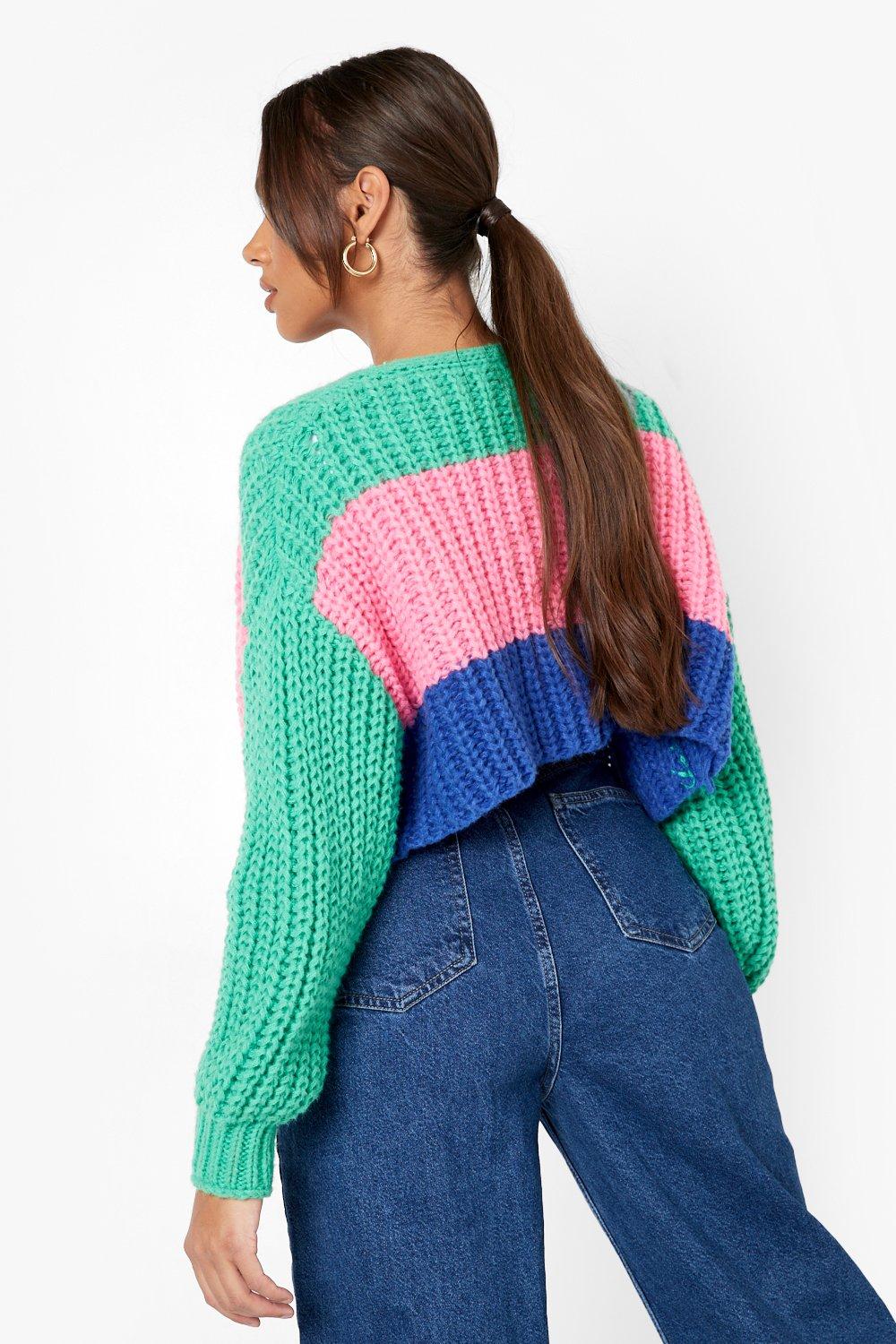 Color block 2025 crop sweater