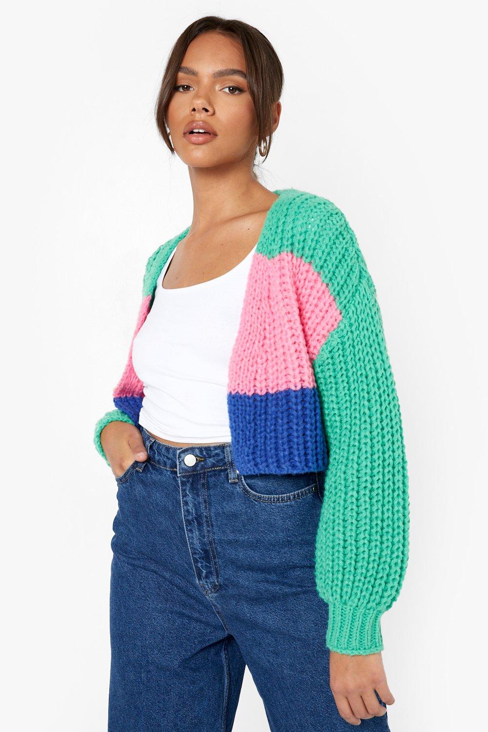 Block color cardigan best sale