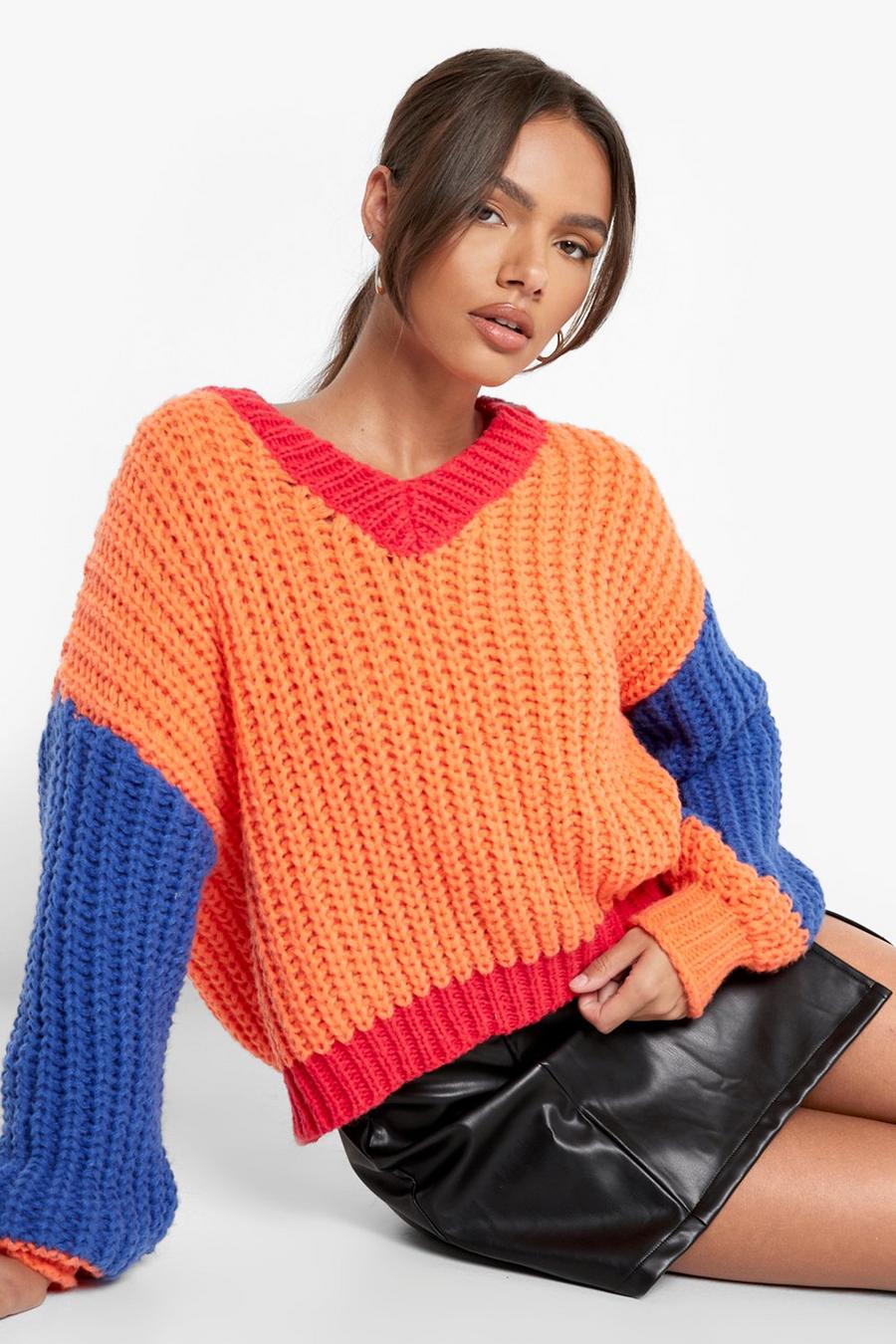 Orange Premium Chunky Knitted Jumper image number 1