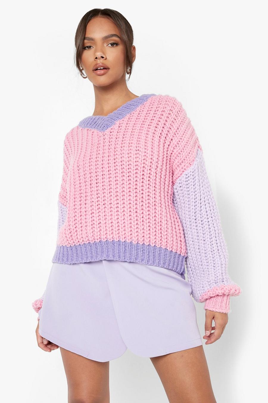 Pink Premium Chunky Knit Sweater image number 1