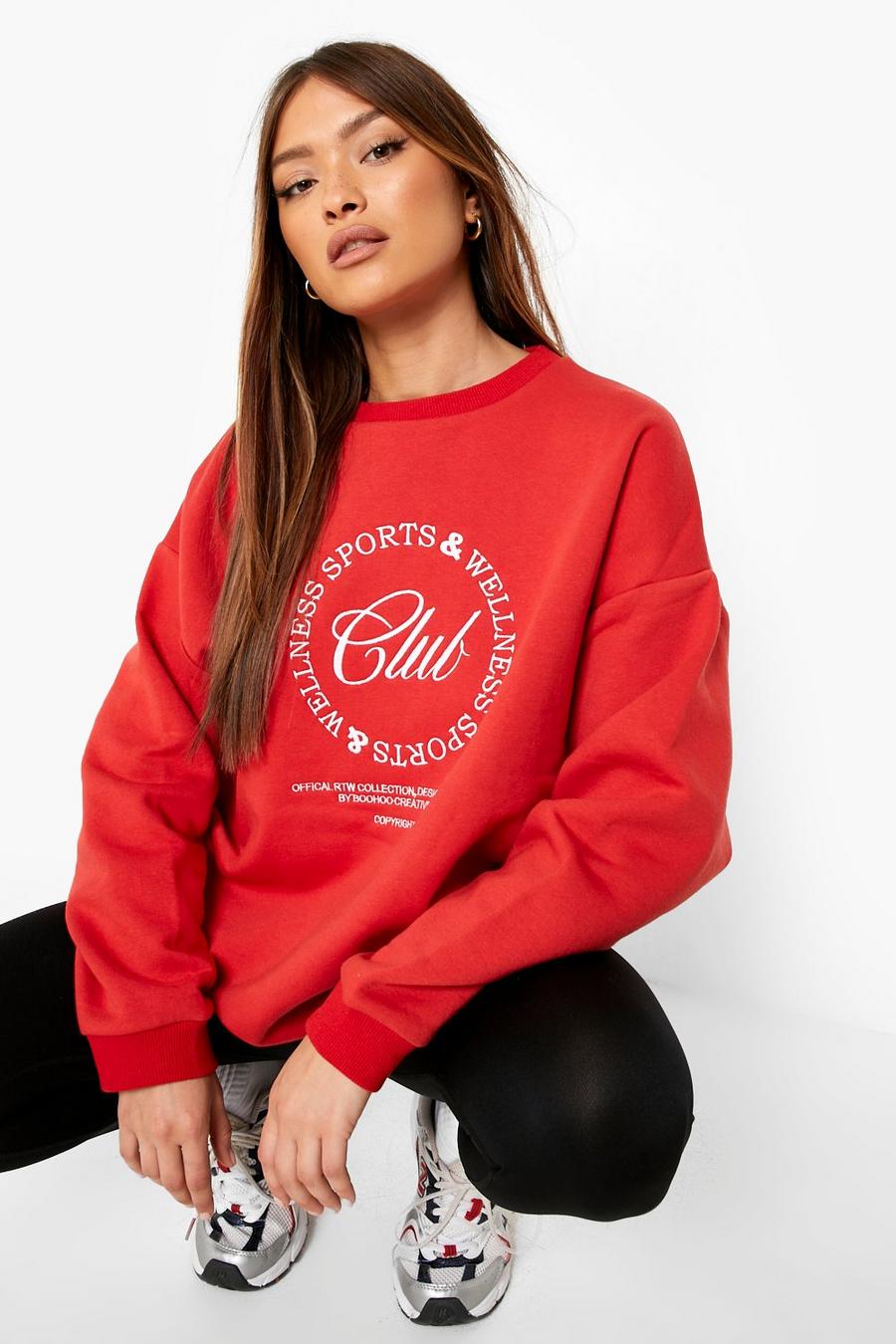 Red Wellness Club Embroidered Sweatshirt image number 1