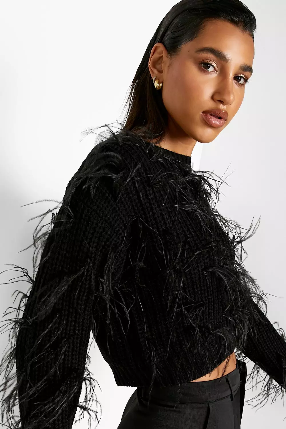 Black discount feather sweater