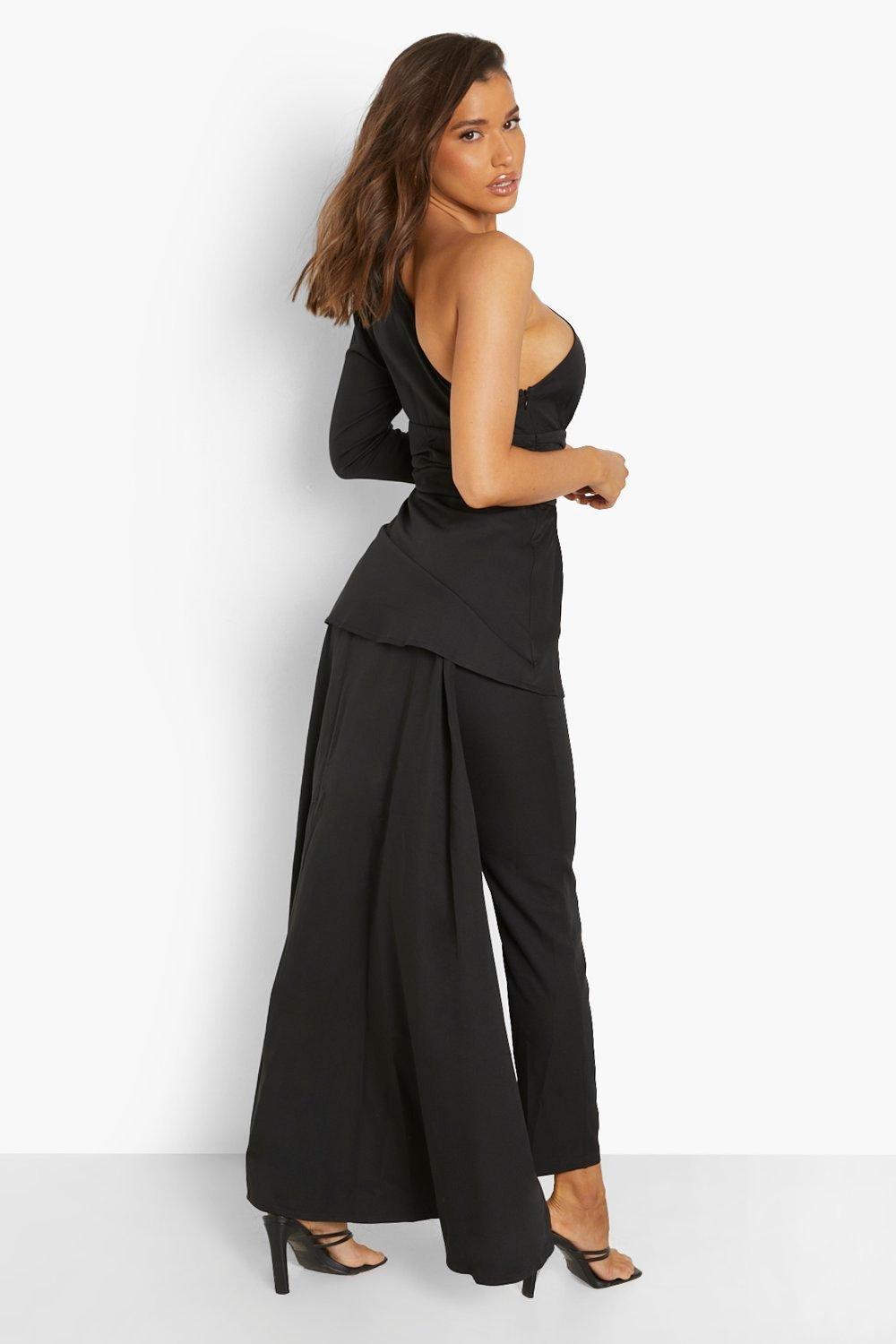 Black best sale asymmetric jumpsuit