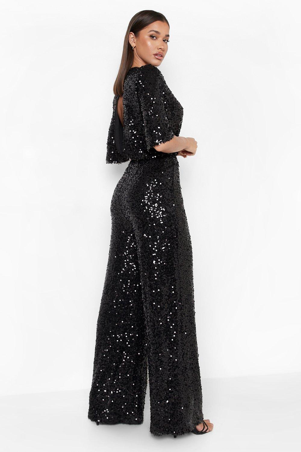 Sequin cheap jumpsuit boohoo