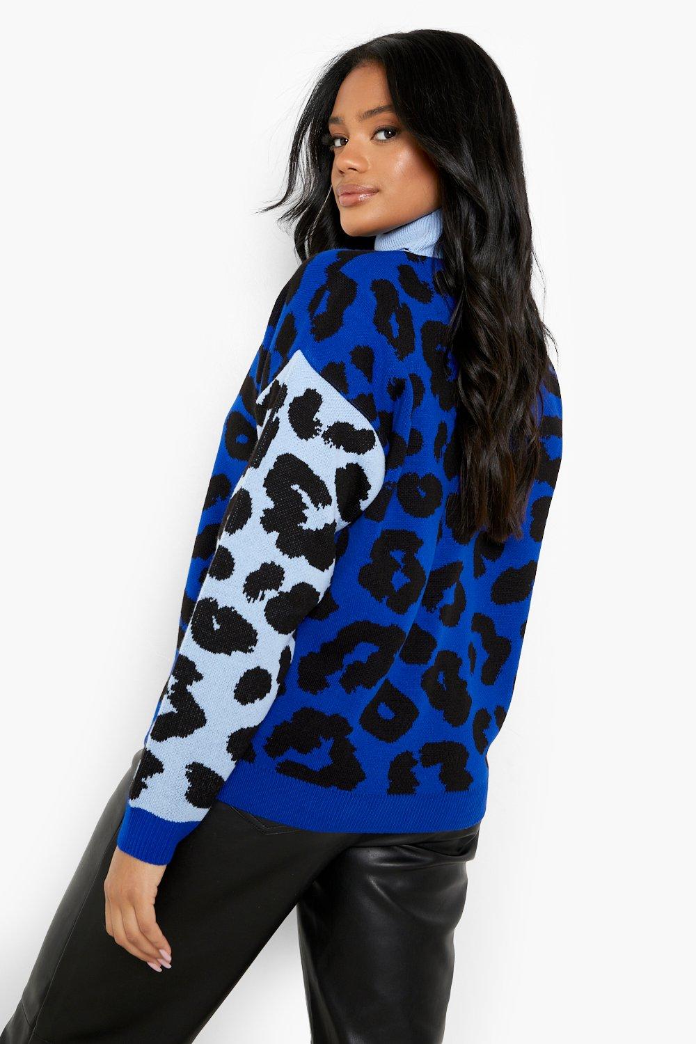 Blue hot sale leopard jumper