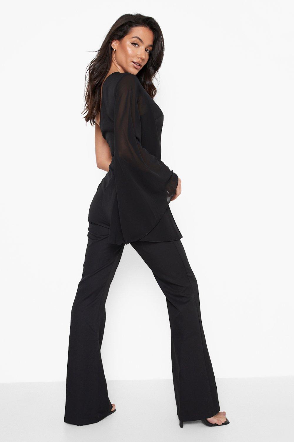 Long sleeve bell bottom hot sale jumpsuit