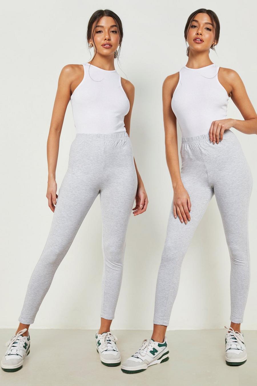 Grey marl Basics 2 Pack High Waisted Core Jersey Leggings image number 1