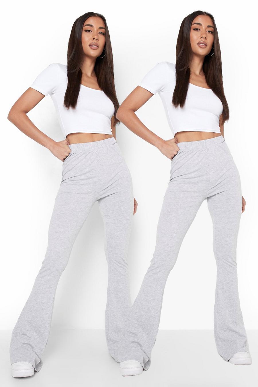Pantaloni Basic a zampa in jersey sostenibile - set di 2, Grey marl grigio image number 1