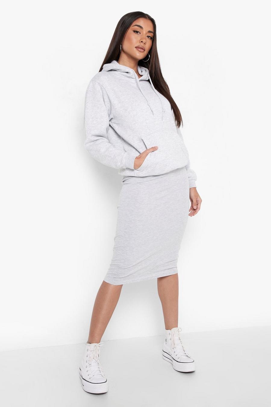 Grey marl Basic Jersey Midi Skirt image number 1