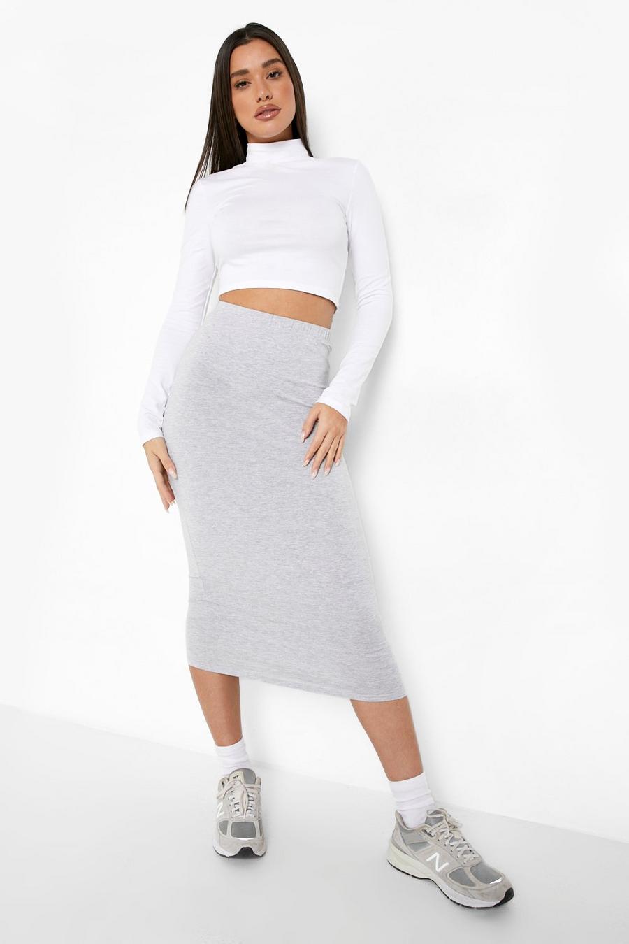 Grey marl Basic Jersey Midaxi Skirt image number 1