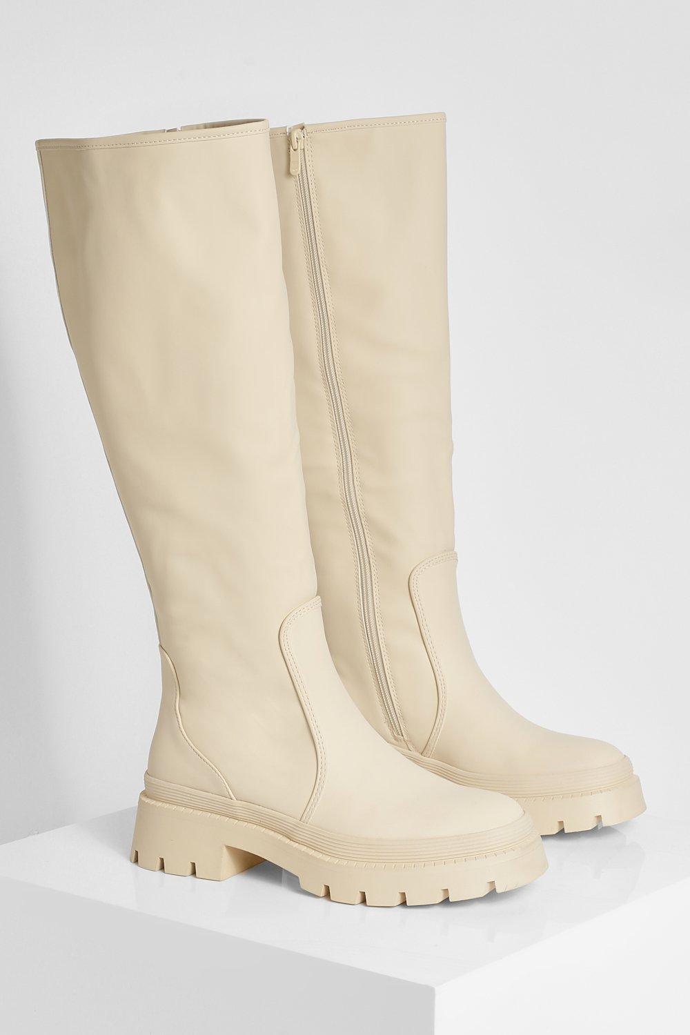 Cream long clearance boots