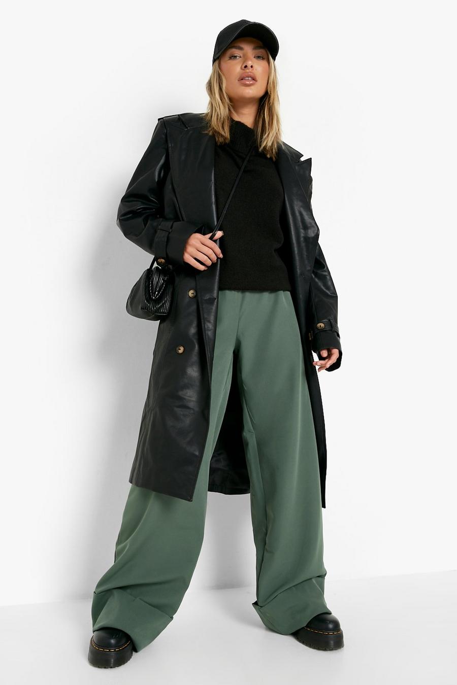 Dark green Geplooide Pantalons image number 1