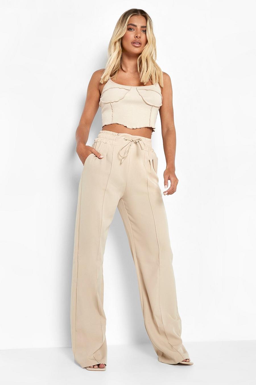 Stone Luxe Drawstring Woven Wide Leg Joggers image number 1
