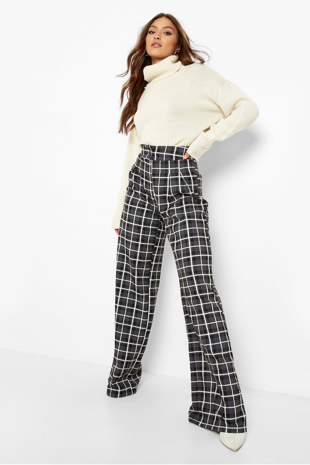 High waisted checked store trousers