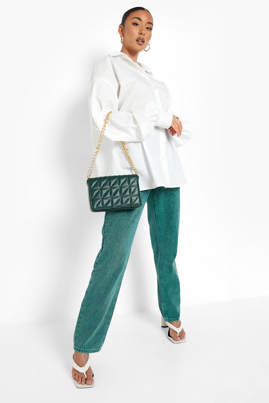 Green grön Quiltad handväska med kedja image number 1