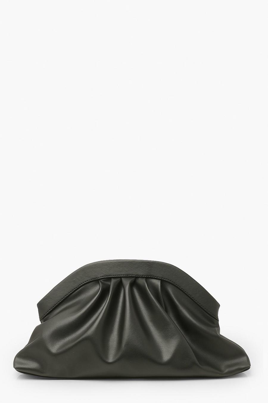 Black Oversized Ruched Clutch Bag