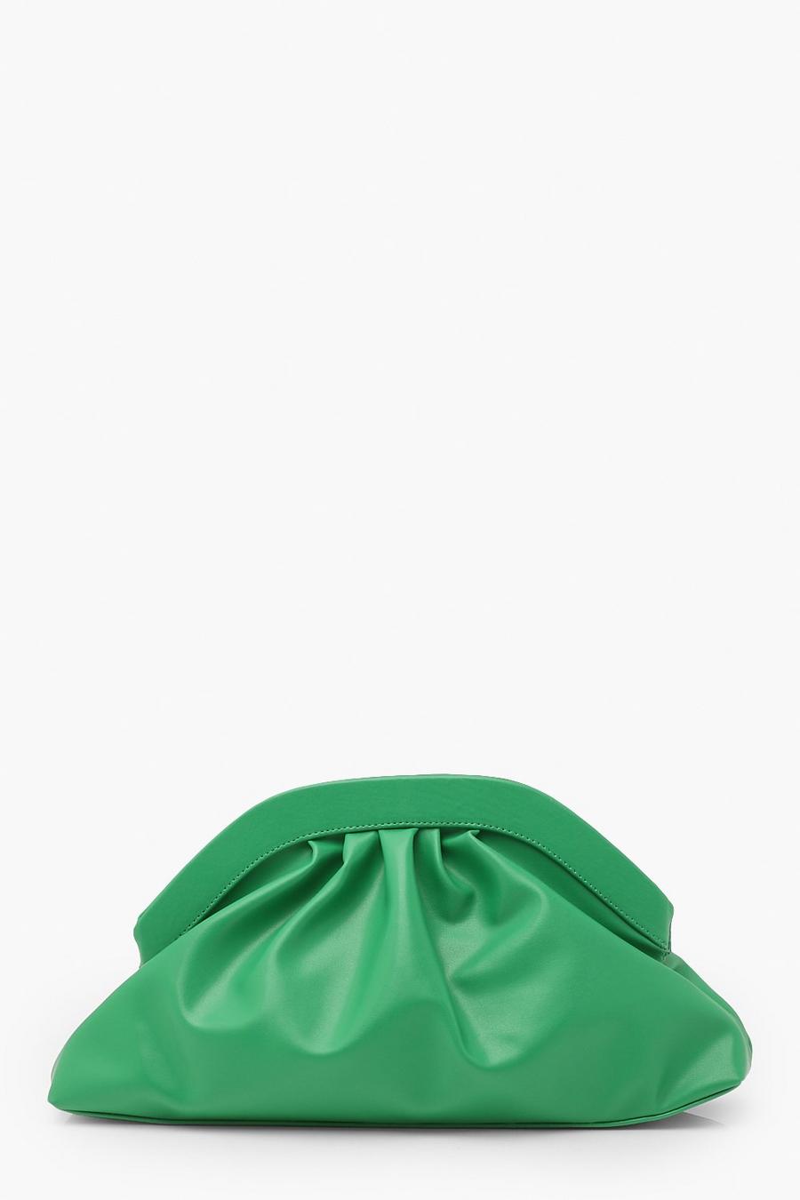 Green Oversized Ruched Clutch Bag