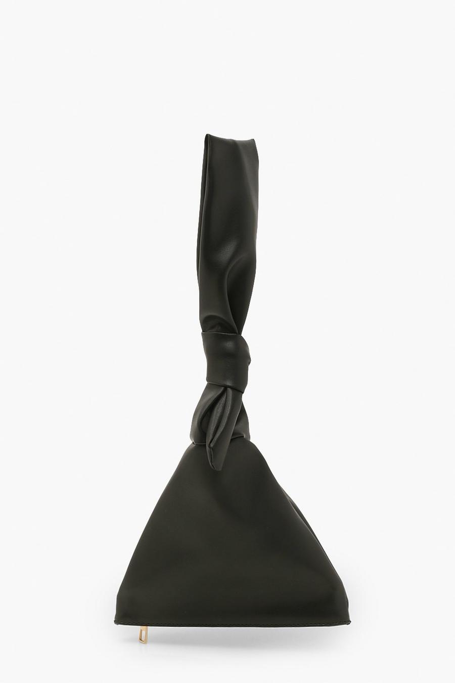 Black Slouchy Knot Handle Triangle Bag image number 1