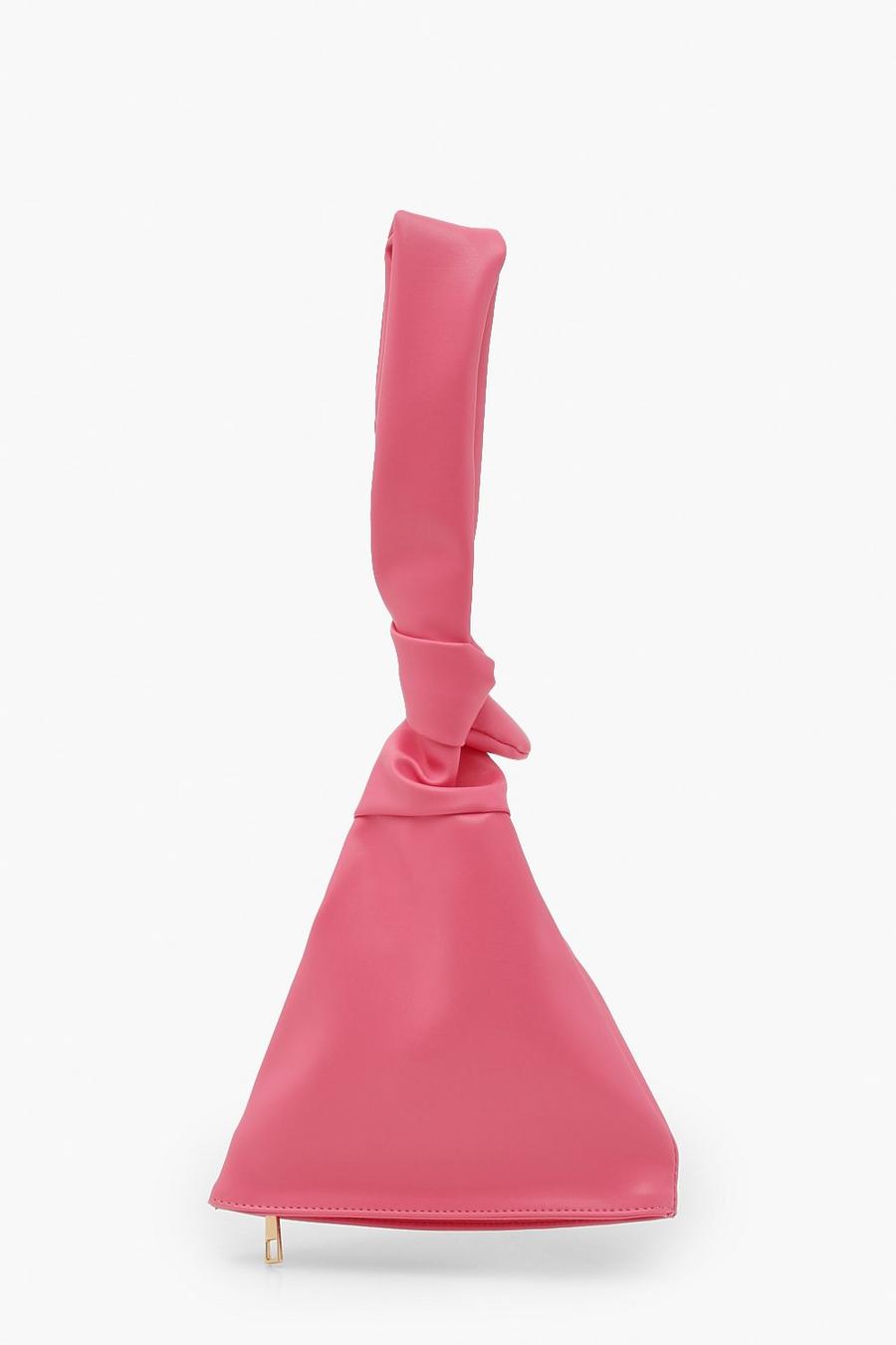 Bright pink Triangelformad väska med knut image number 1