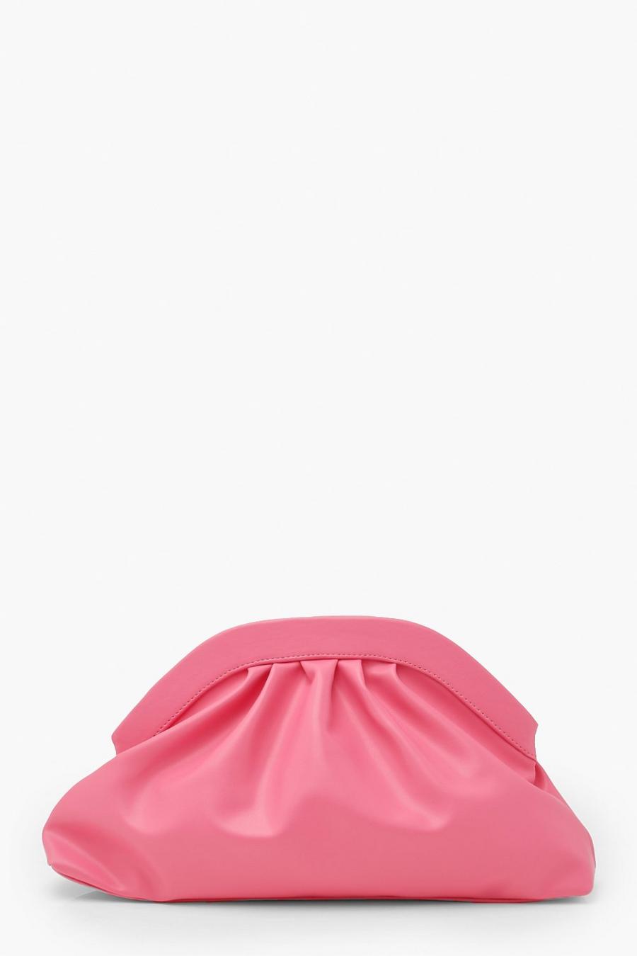 Hot pink Oversized Ruched Clutch Bag image number 1