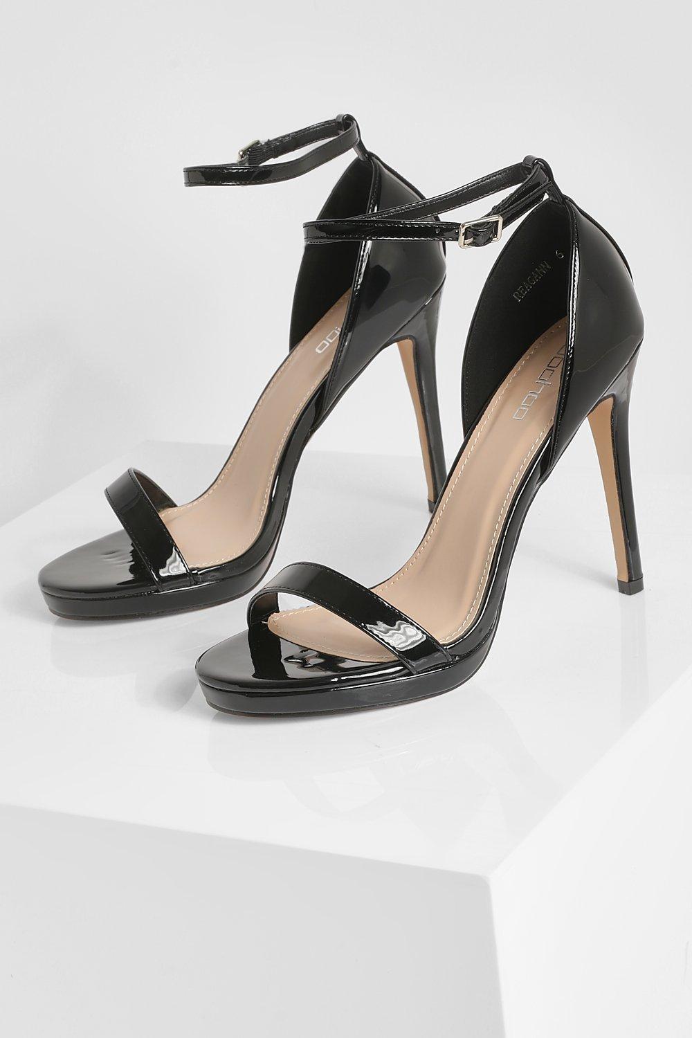 2 Part Patent Skinny Strap Platform Heels boohoo