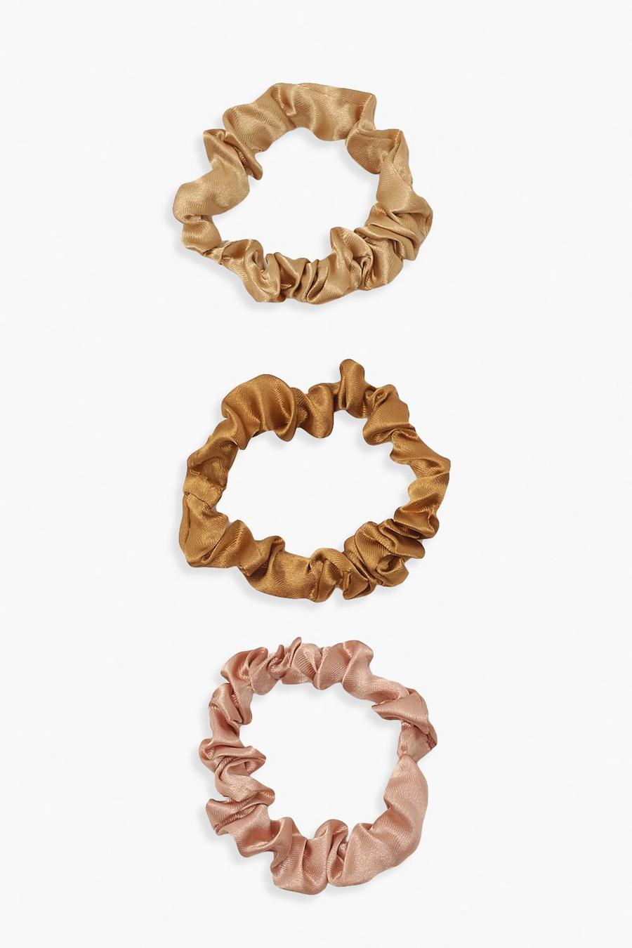 Brown Smala scrunchies i satin (3-pack) image number 1