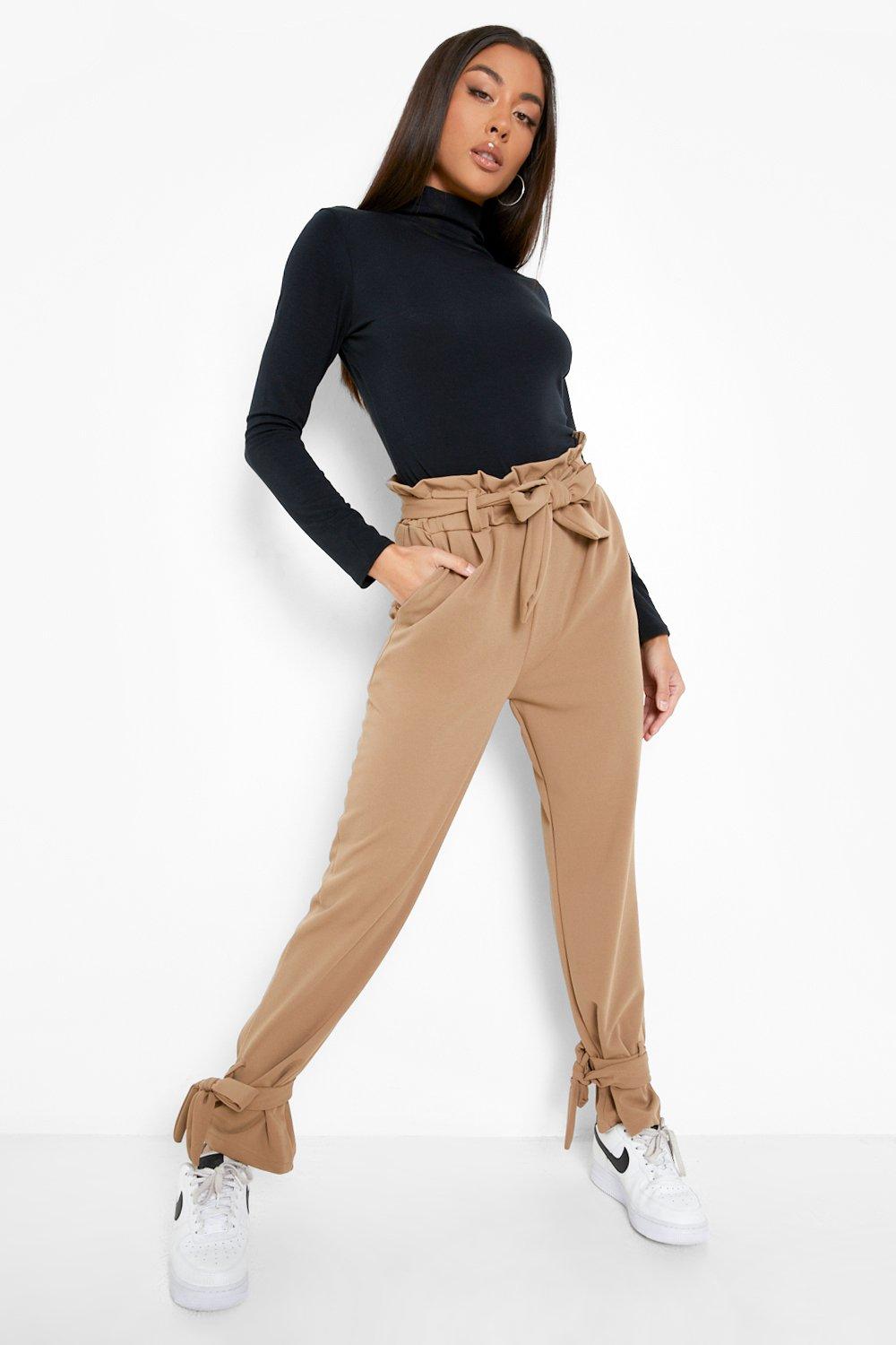 Women's Formal Belted Trousers, Taper & Tie Front Trousers