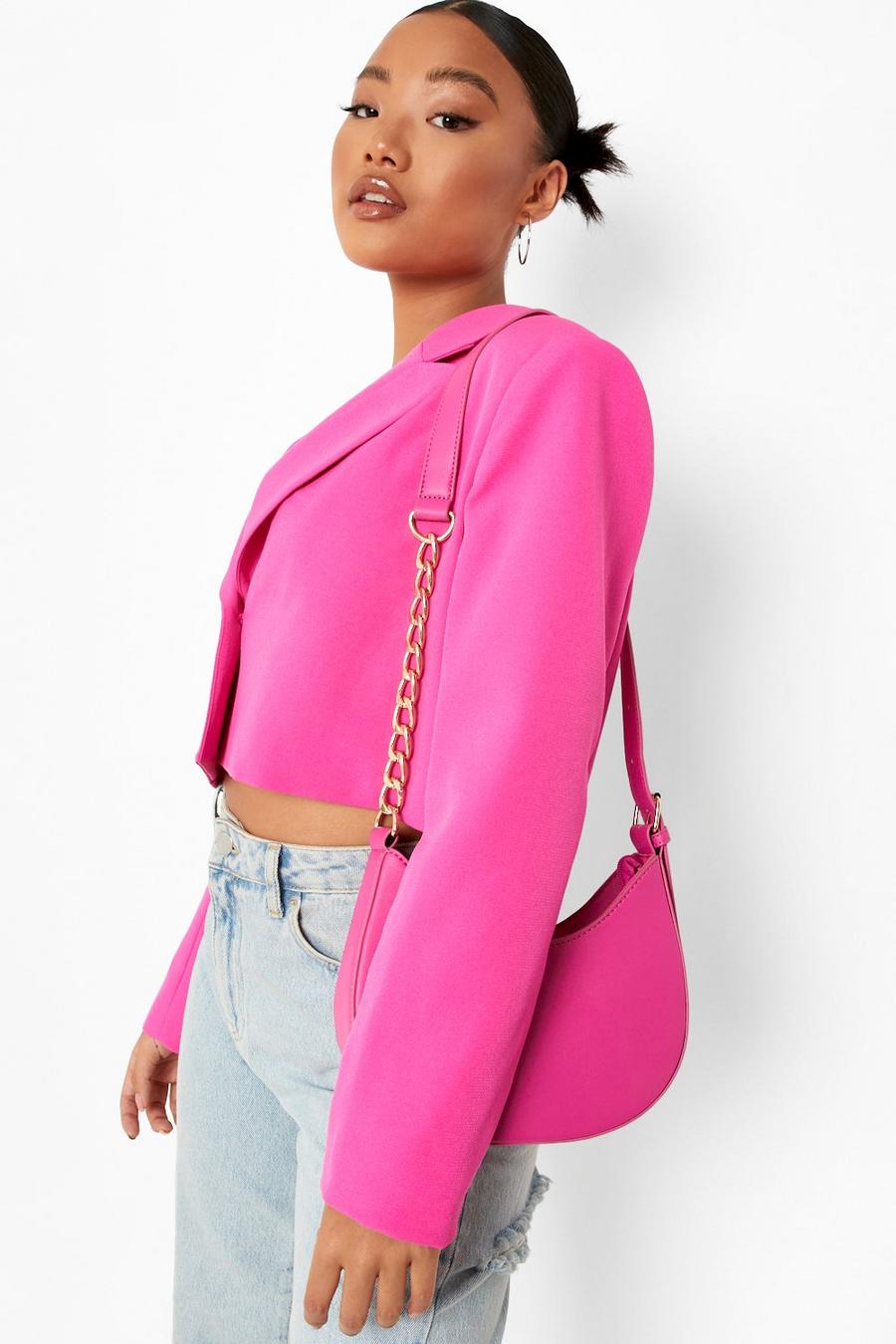 Hot pink Chunky Chain Curved Shoulder Bag image number 1