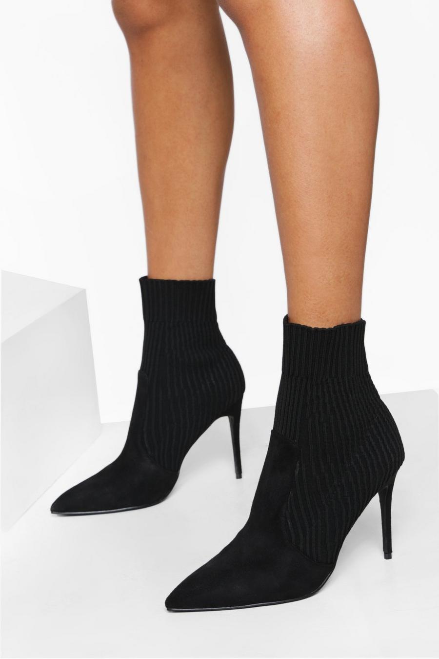 Botas calcetín de holgura ancha y tela, Black image number 1
