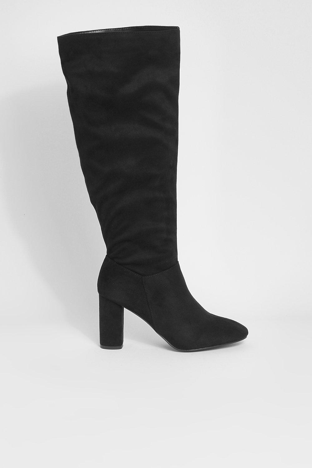 Wide fit block heel sales boots