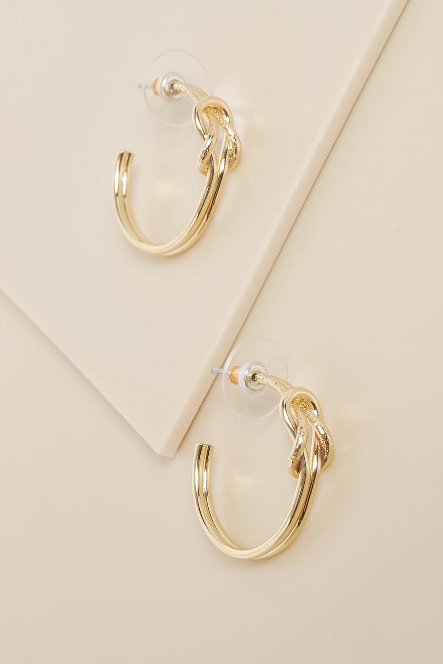 Gold Knotted Hoop image number 1