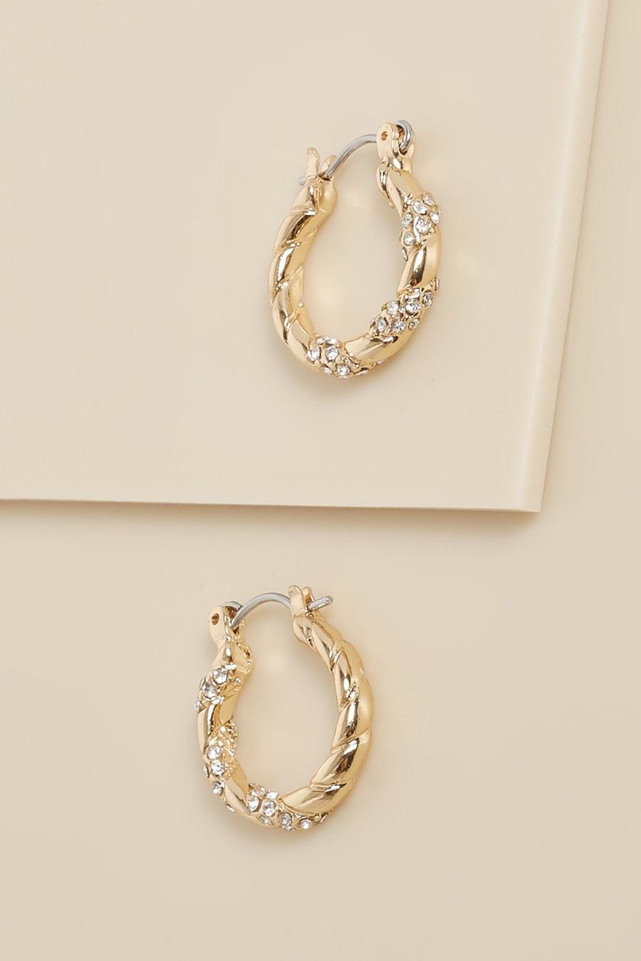 Gold Diamante Wrap Hoops image number 1