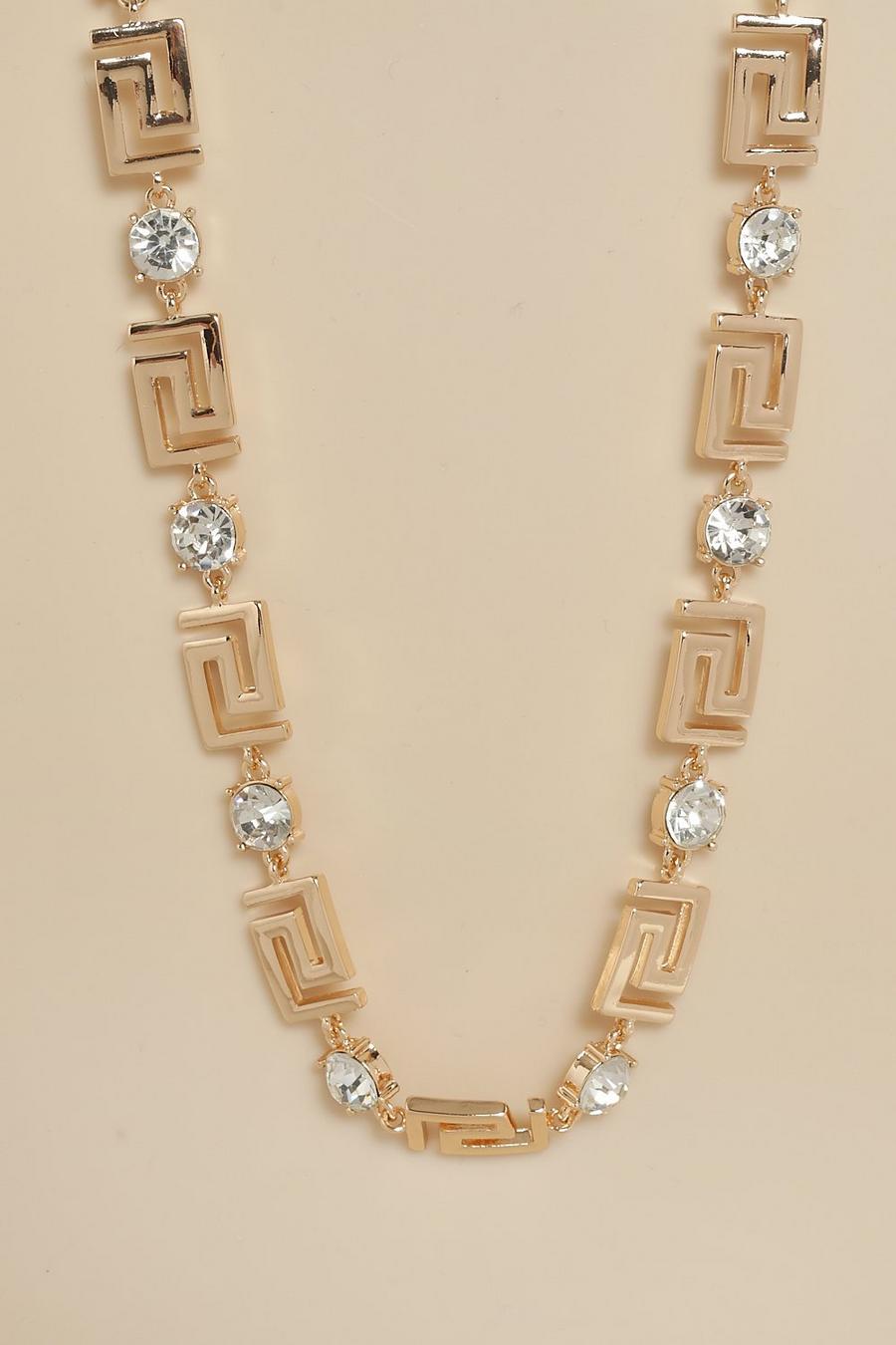 Gold Square Swirl Diamante Necklace image number 1