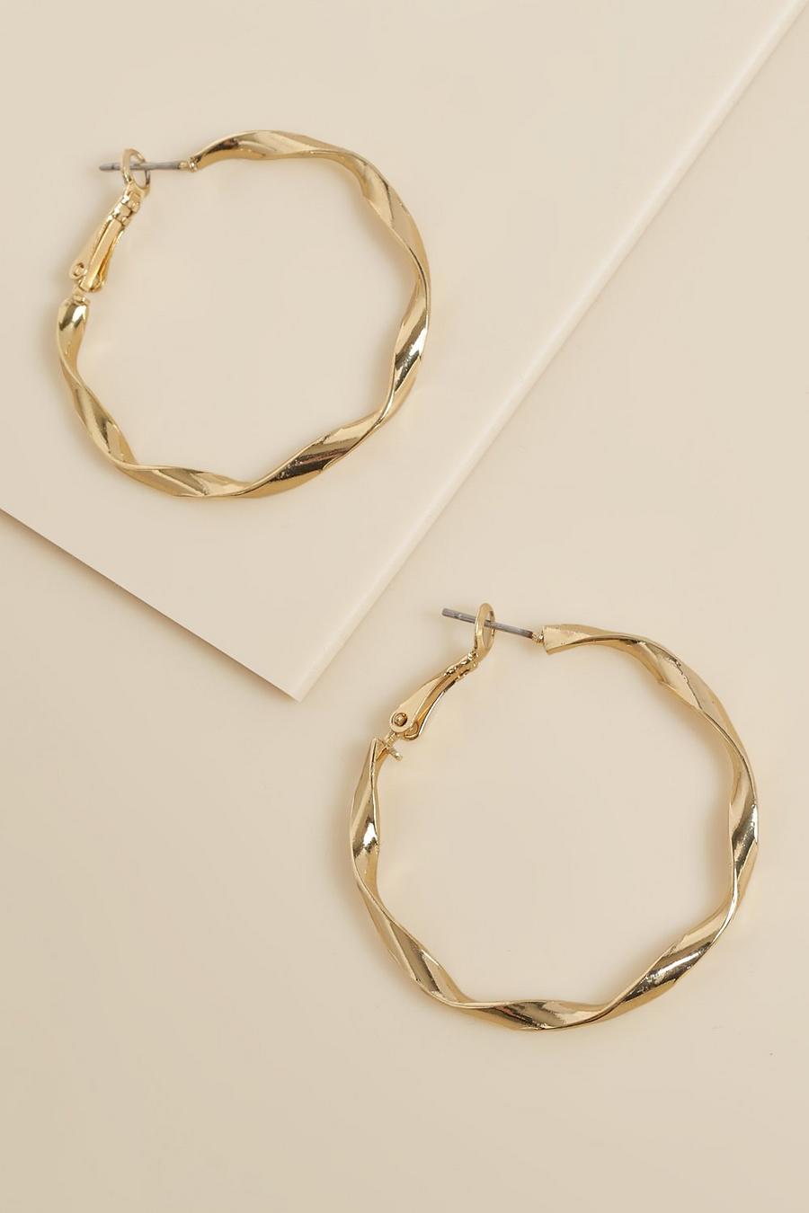 Gold metallizzato Recycled Wave Twist Hoop image number 1