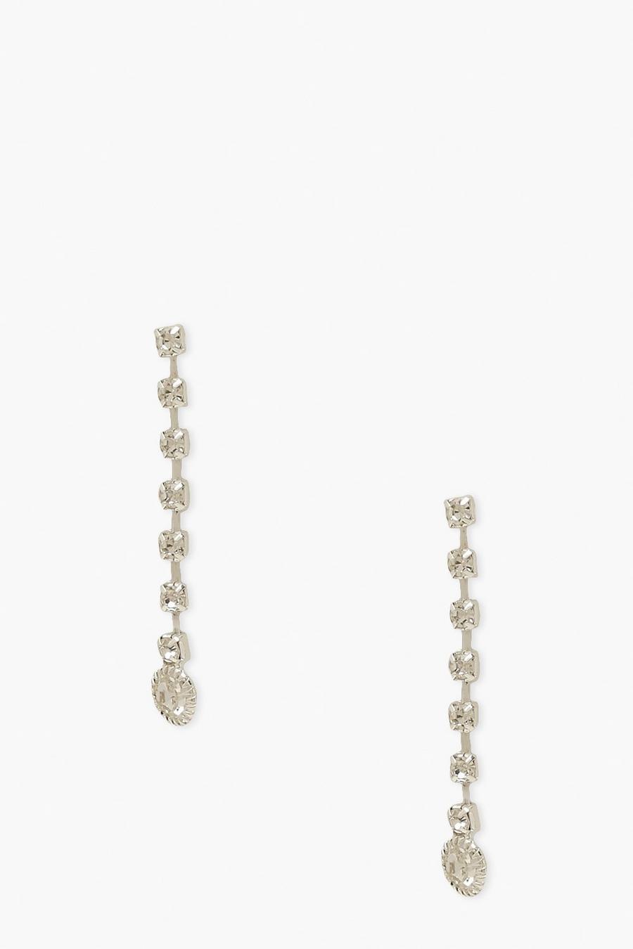 Silver Diamante Drop Earrings image number 1