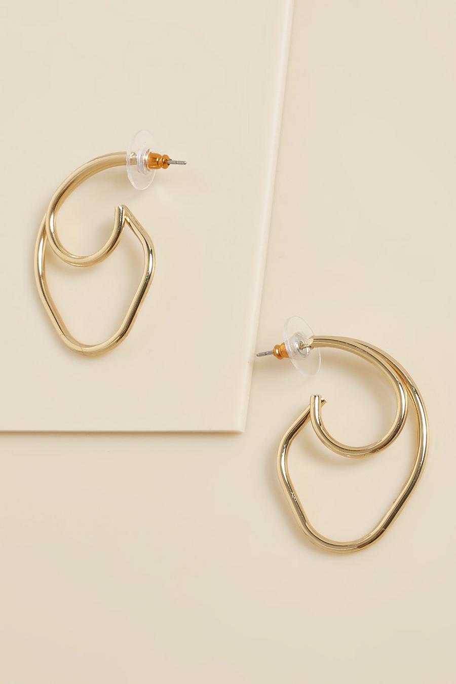 Boucles d'oreilles pendantes dorées en métal , Gold image number 1