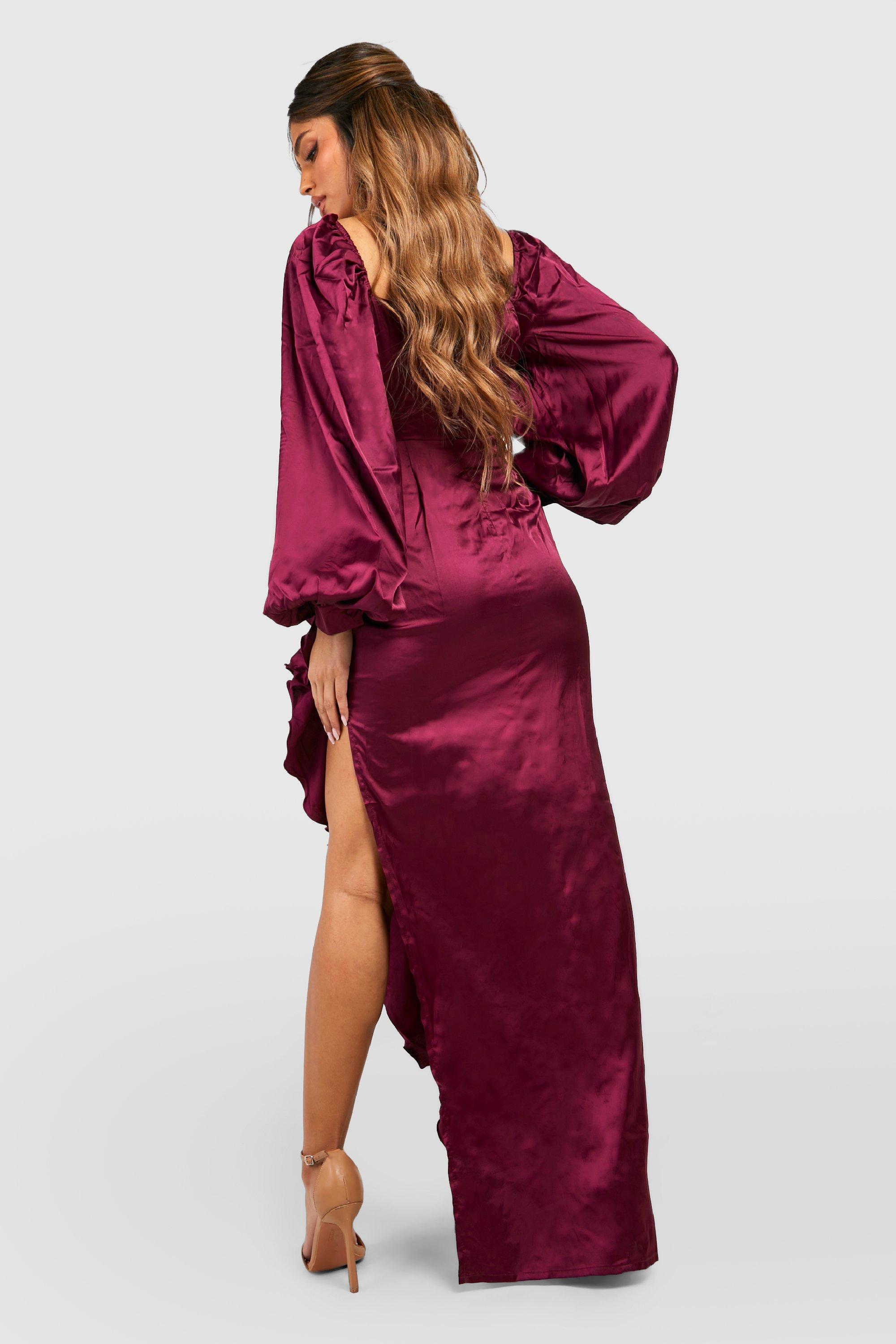 Boohoo long hot sale red dress