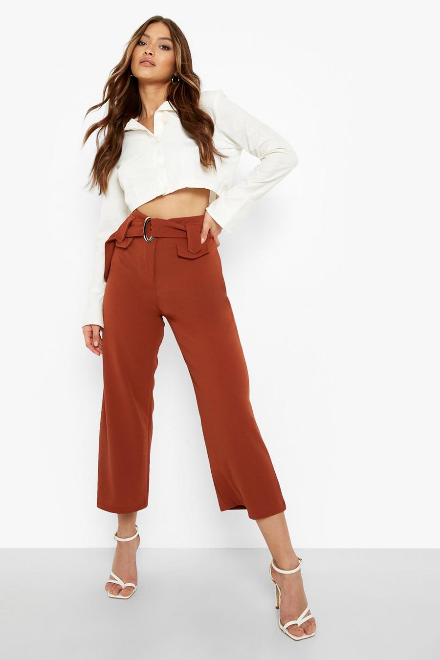 Terracotta Belted Wide Leg Culottes image number 1