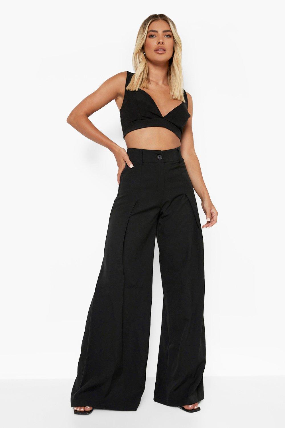 Wide-Leg Woven Trousers