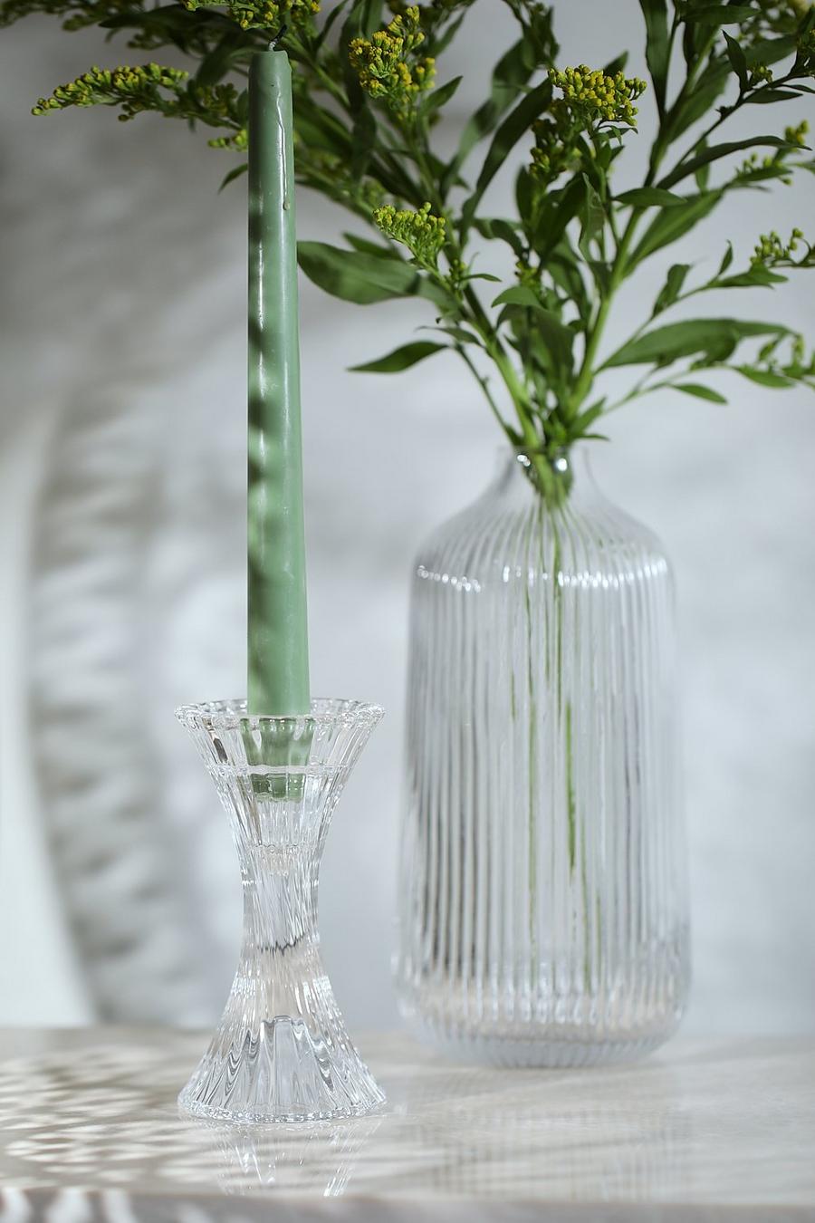 Ribbed Clear Candle Holder image number 1